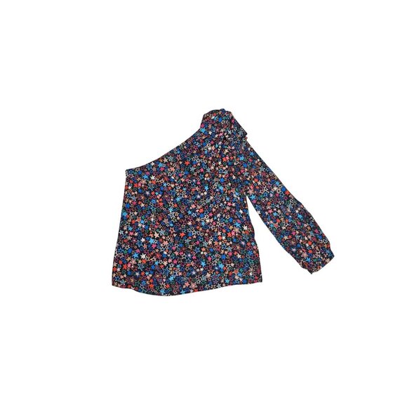 J. Crew Womens One-Shoulder Kaleidoscope Star Top Size 4 Black Multicolor - Picture 2 of 8